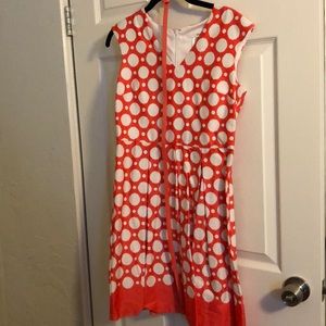 Peachy pink fit n flare dress with belt